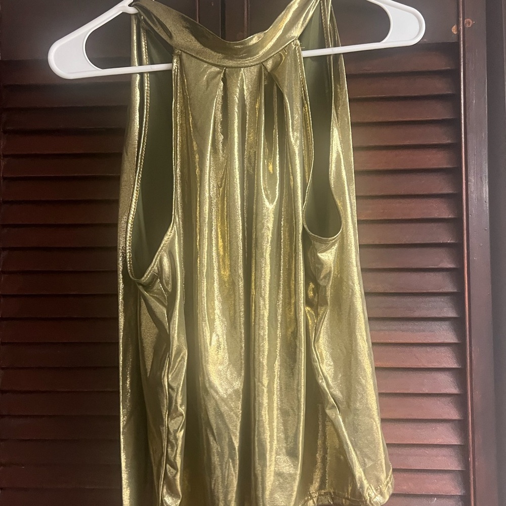 SHEIN Metallic Gold Sleeveless Blouse